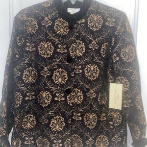 Laura Ashley Petite Black And Brown Brocade Jacket NWT Petite Small